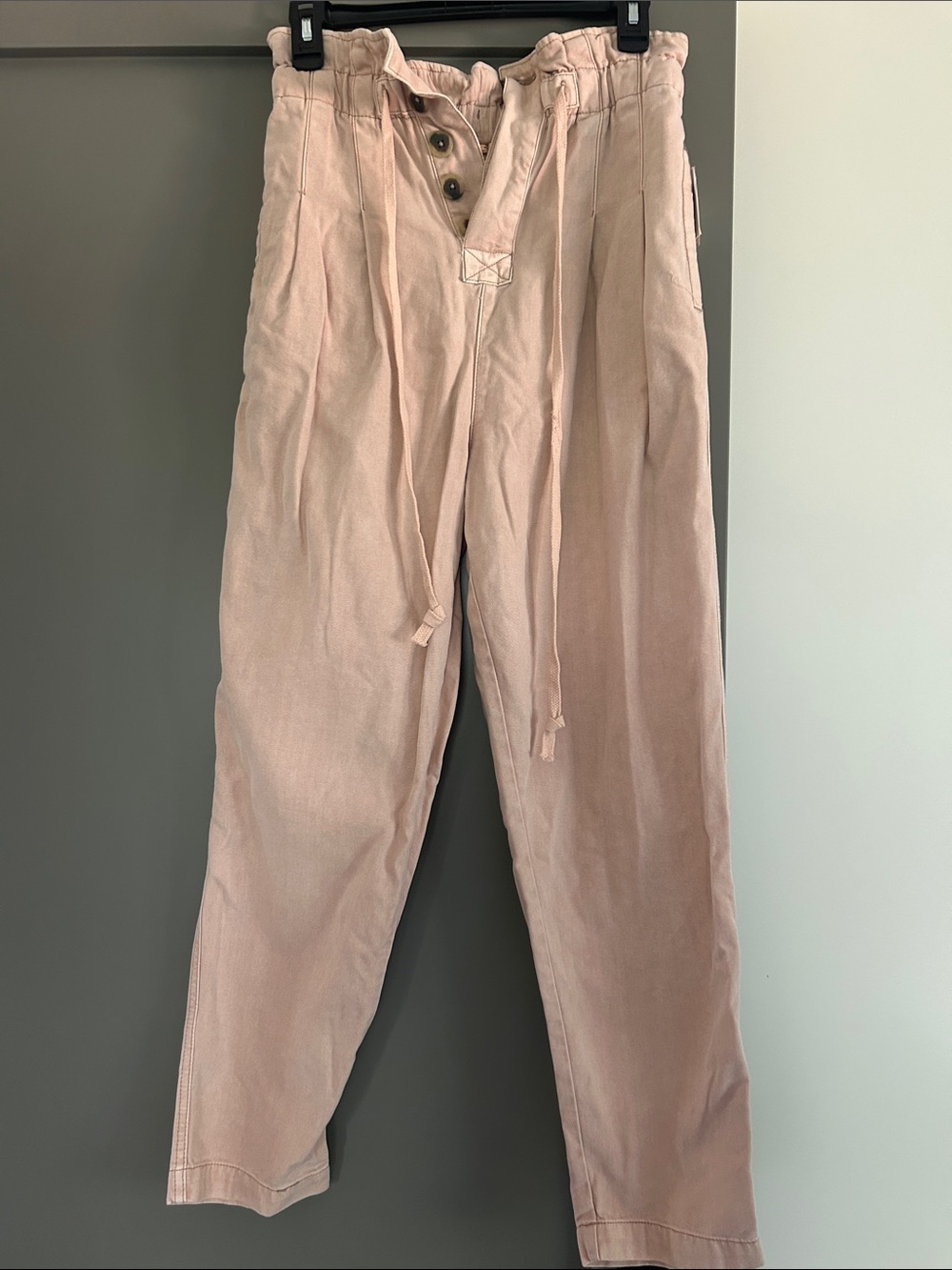 Free People Women’s Drawstring Paperbag Waist Chino - Blush